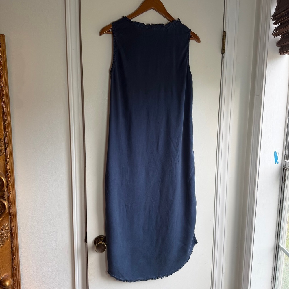 MAVEN WEST Navy Blue Distressed V Neck Midi Dress Size S - Picture 6 of 8